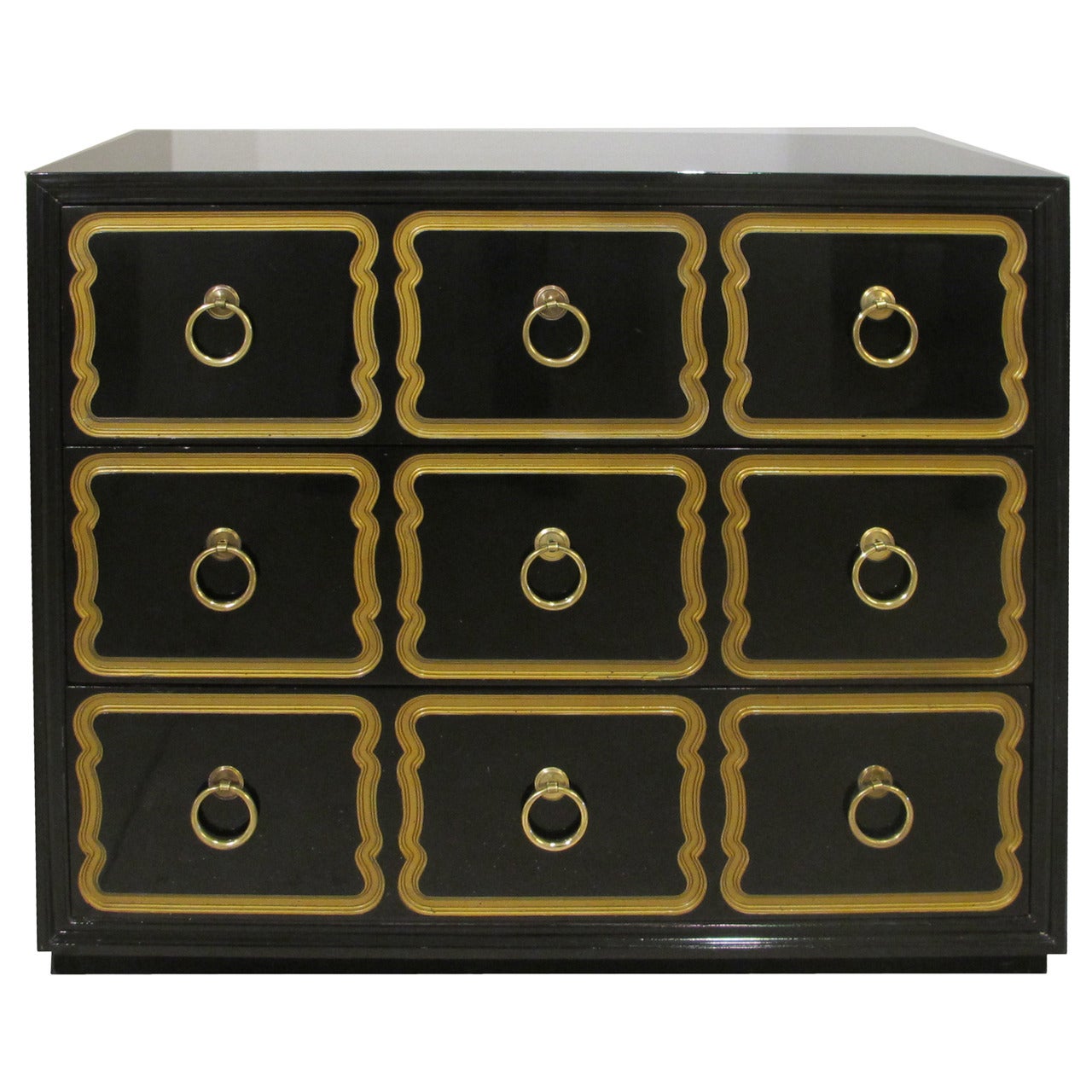 Dorothy Draper 3 Drawer Lacquered Commode for Heritage Henredon