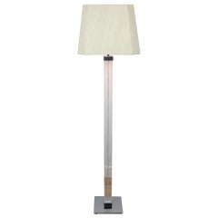Karl Springer Lucite Floor Lamp in Polished Nickel