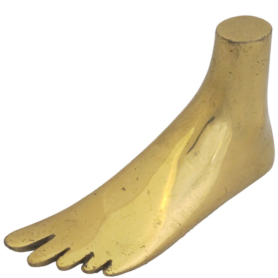Miniature Brass Foot Paperweight by Carl Aubock