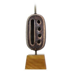 Guido Gambone Ceramic Table Lamp with Cutouts, Italy, 1950s 10