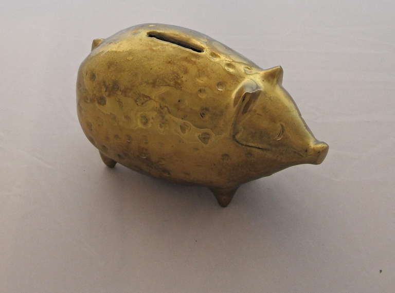 vintage brass piggy bank