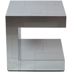 C-Shaped Cityscape Table in Polished Steel by Paul Evans