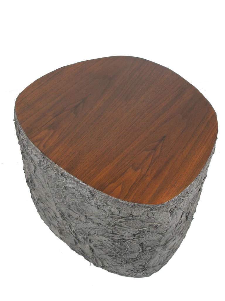 American Tree Trunk Table in Rare Sculpted Aluminum by Paul Evans