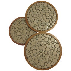 Set of Three Ceramic Tile Occasional Tables by Gordon Martz