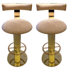 Pair of Reeded Column Bar Stools by Designs for Leisure
