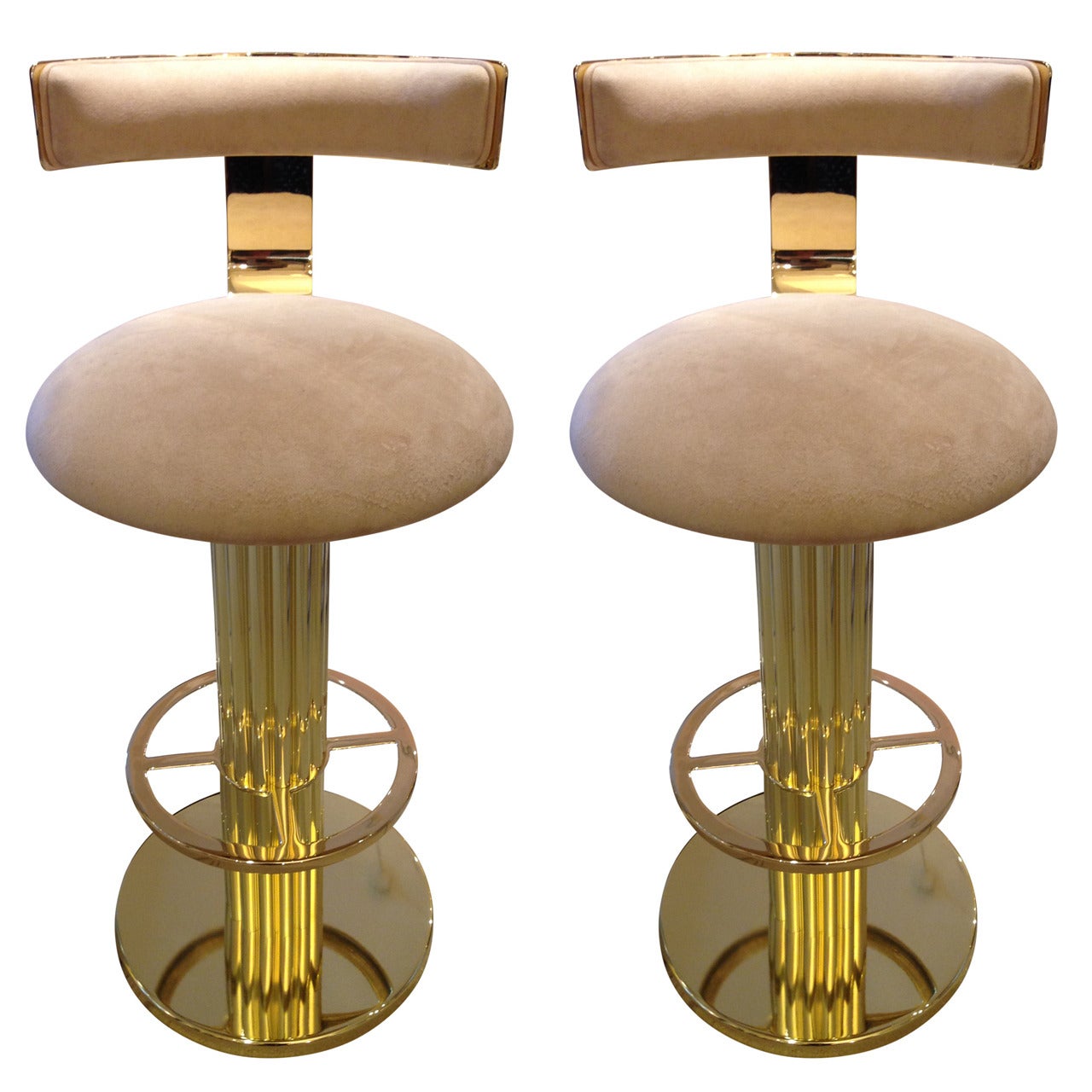 Pair of Reeded Column Bar Stools by Designs for Leisure