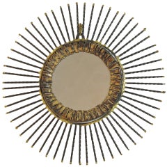 1960's Petite Curtis Jere Sunburst Mirror for Artisan House