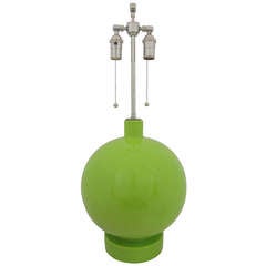 Globular Ceramic Green Glazed Table Lamp