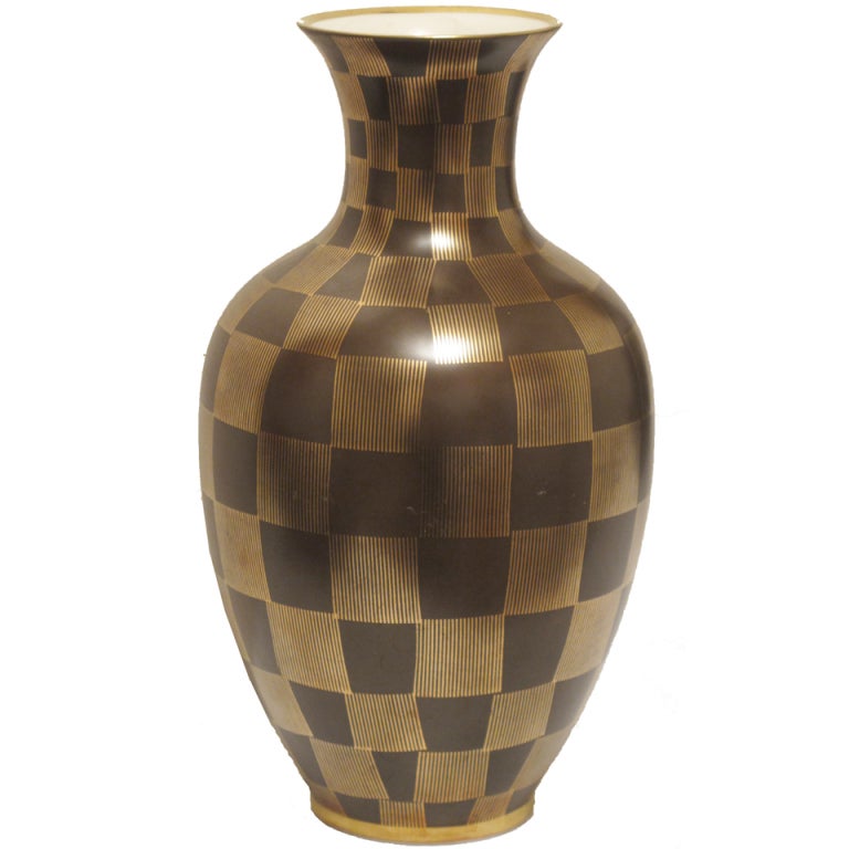 Checkered Porcelain Vase by Johann Seltmann Bavaria at 1stDibs