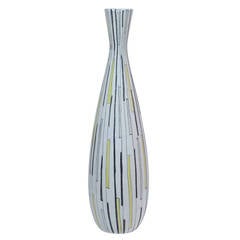 Bitossi Raymor Ceramic Vase Yellow White Black Geometric Signed Italy 1950's