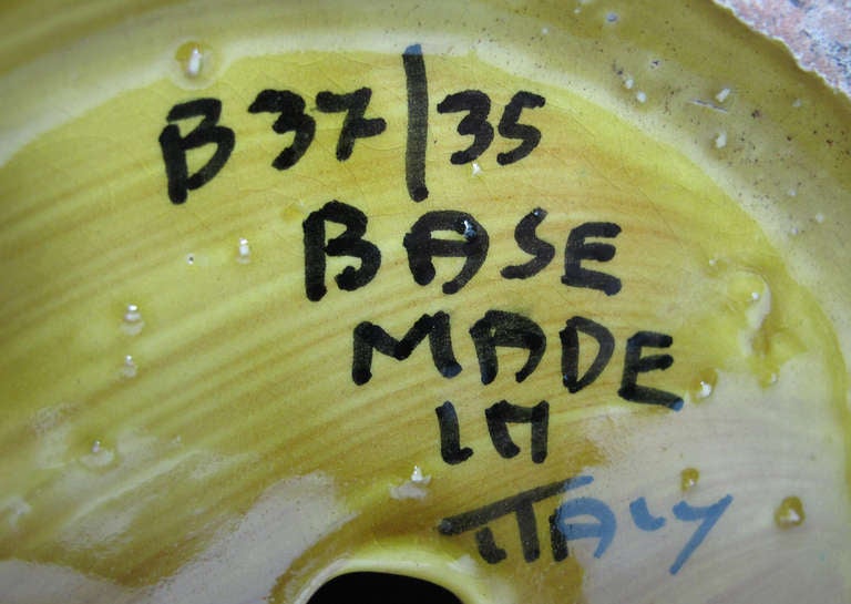 Italian Bitossi Lamp Base in Chartreuse Yellow Glaze