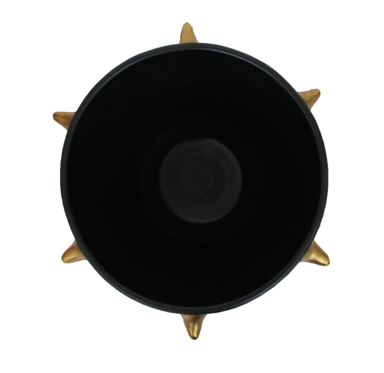 Glazed Bitossi Raymor Italian Ceramic Bowl Gunmetal Gold Spikes, Signed, Italy, 1960s