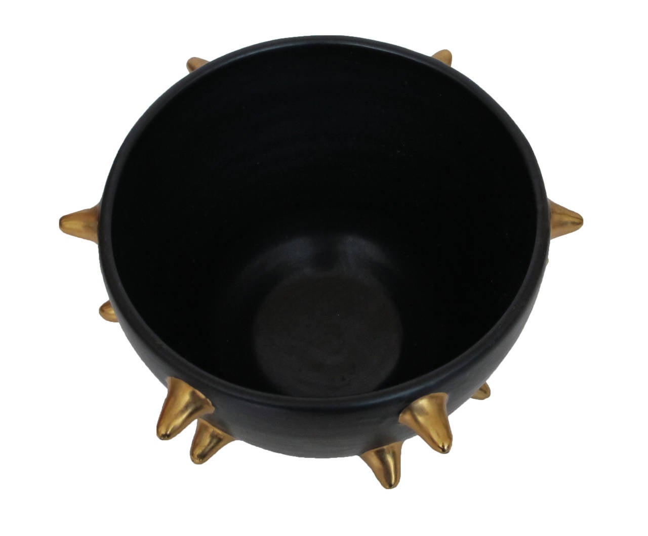 Bitossi Raymor Italian Ceramic Bowl Gunmetal Gold Spikes, Signed, Italy, 1960s In Excellent Condition In New York, NY