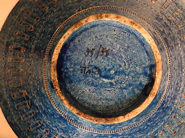 Mid-20th Century Large Rimini Blue and Gold Glazed Bowl by Aldo Londi for Bitossi