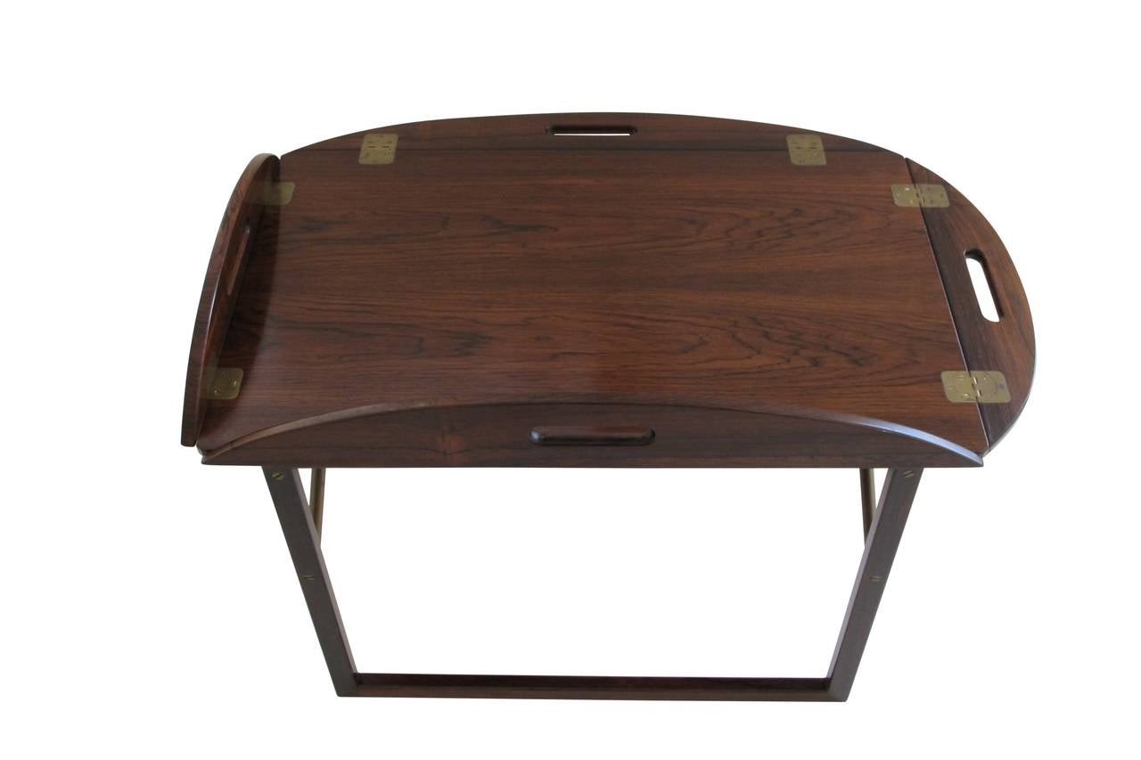 Danish Rosewood and Brass Tray Table by Svend Langkilde for Illums Bolighus