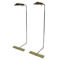 Pair of Cedric Hartman Brass and Chromed Floor Lamps