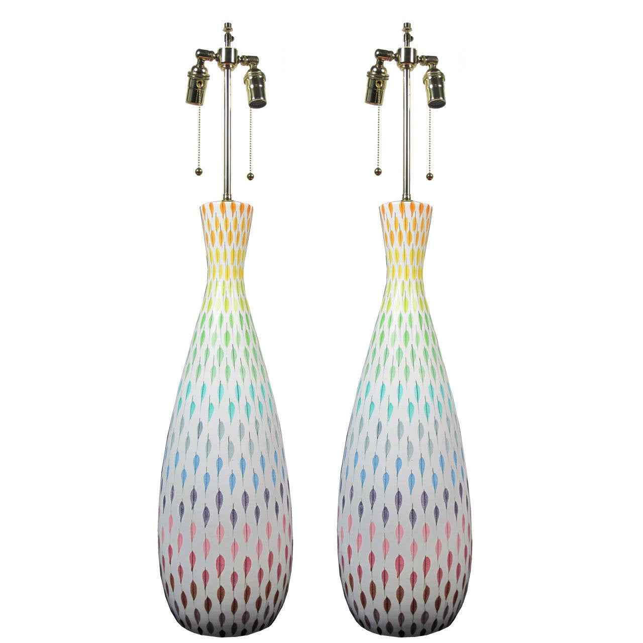 Pair of Large Bitossi MultiColor Ceramic Table Lamps for Raymor at 1stDibs