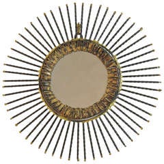 1960's Petite Curtis Jere Gilt Sunburst Mirror for Artisan House