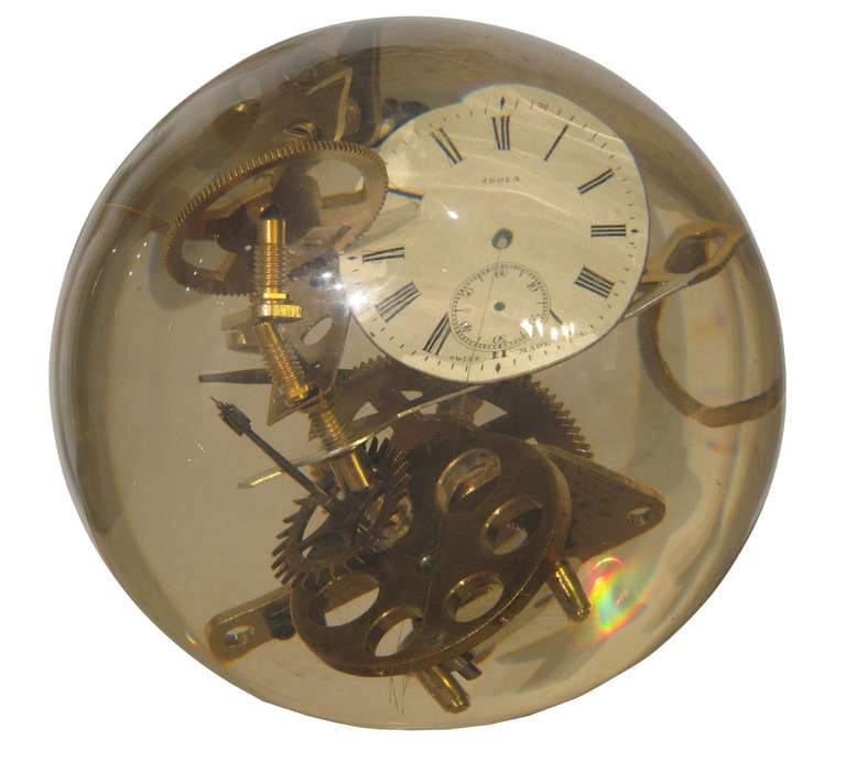 Resin Sphere Sculpture with Incased Watch Elements
