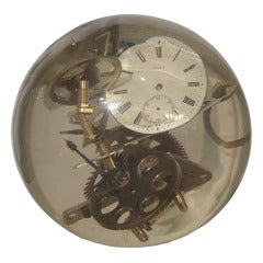 Vintage Resin Sphere Sculpture with Incased Watch Elements