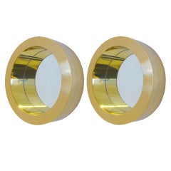 Pair of Brass Curtis Jere Porthole Mirrors