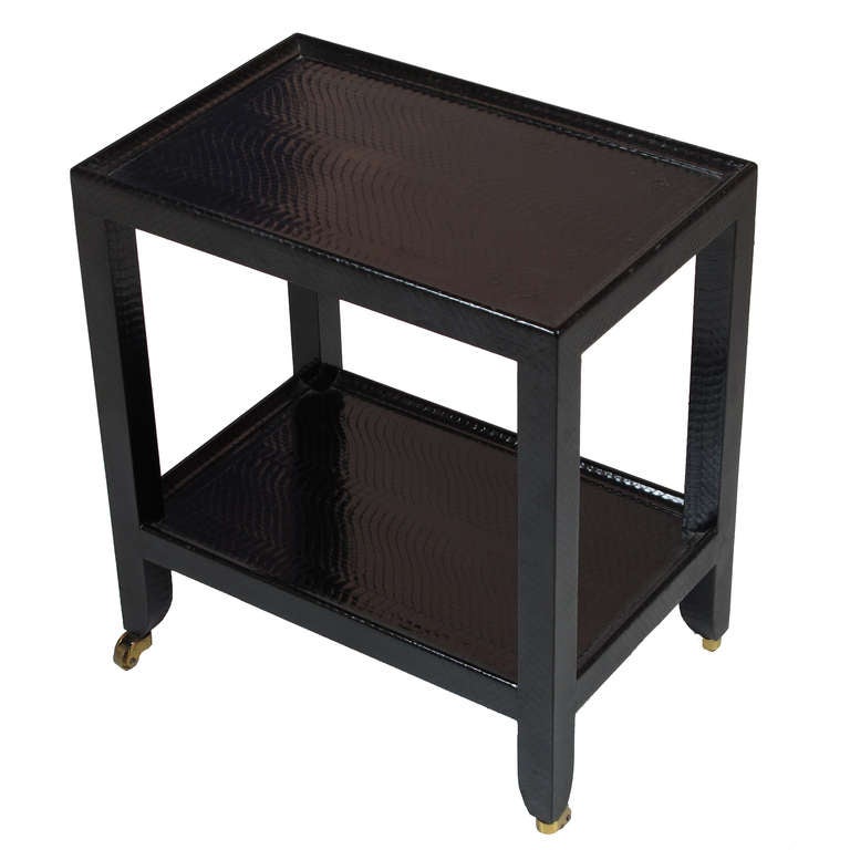 Signed Karl Springer Two Tiered Telephone Table