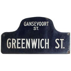 Vintage Street Sign Manhattan New York City Greenwich St. Porcelain Humpback