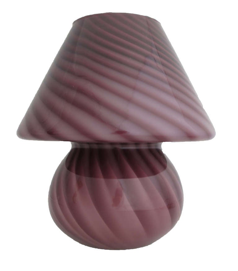 Italian Venini Mushroom Form Table Lamp in Plum