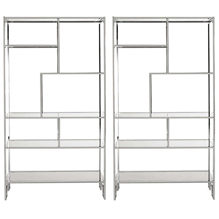 Pair of Milo Baughman Chrome Etagere