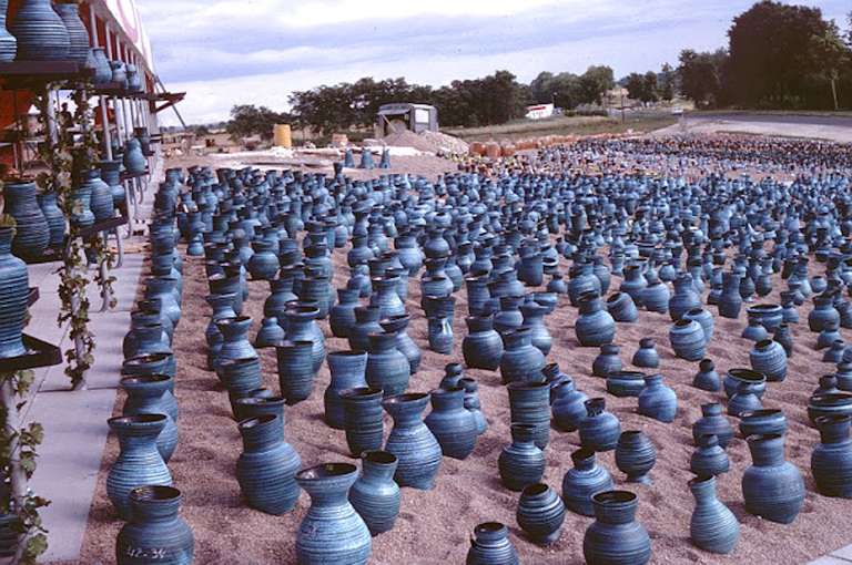 Accolay Ceramic Pottery Vase Blue Signed France 1960's 2