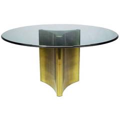 Mastercraft Brass Single Pedestal 54" Dining Table