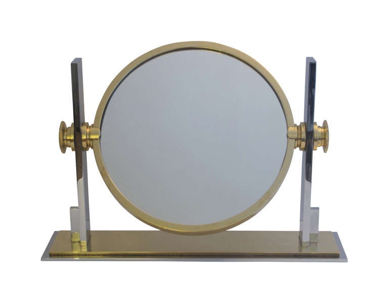Two tone chrome and brass plated mirror in heavy gauge steel. The mirror is 13