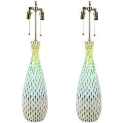 Pair of Large Multi Colored Pattern Ceramic Lamps by Bitossi Pair of Large Multi Colored Pattern Ceramic Lamps by Bitossi