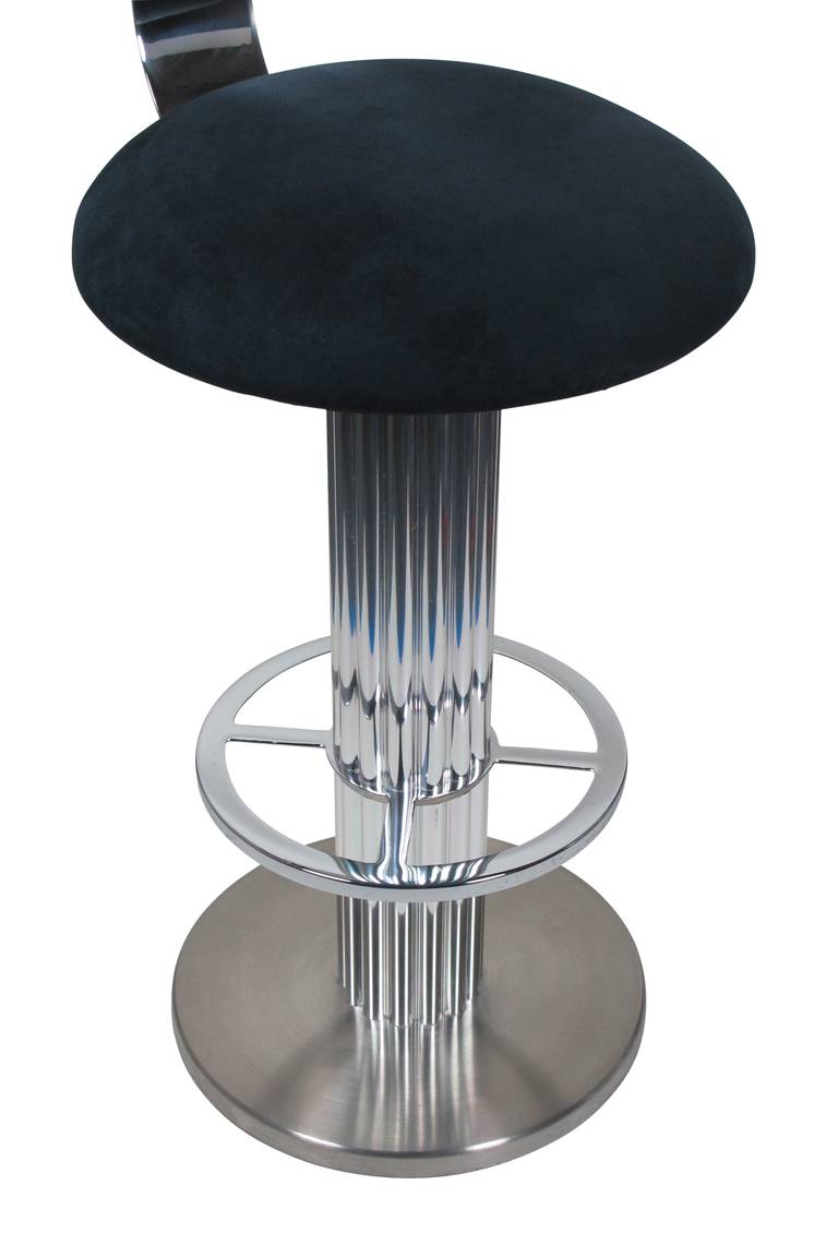 Steel Pair of Nickel Plated Swivel Bar Stools by Designs for Leisure
