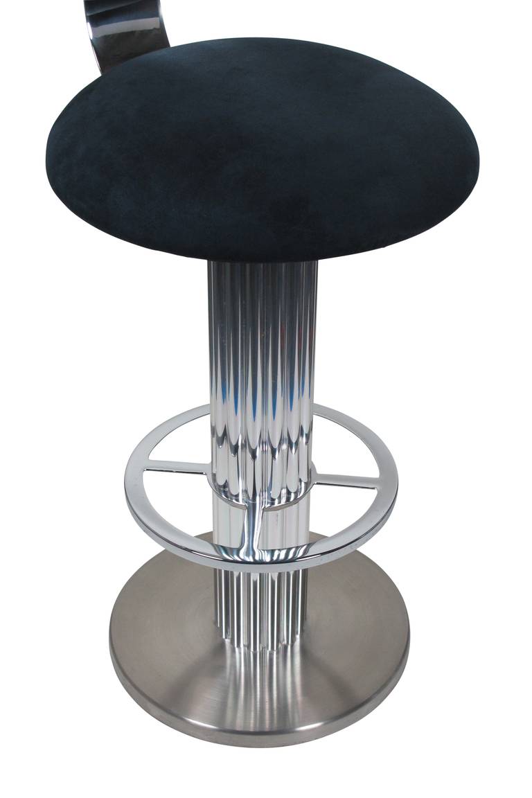 Pair of Nickel Plated Swivel Bar Stools by Designs for Leisure at 1stDibs