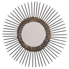 1960's Petite Curtis Jere Gilt Sunburst Mirror for Artisan House