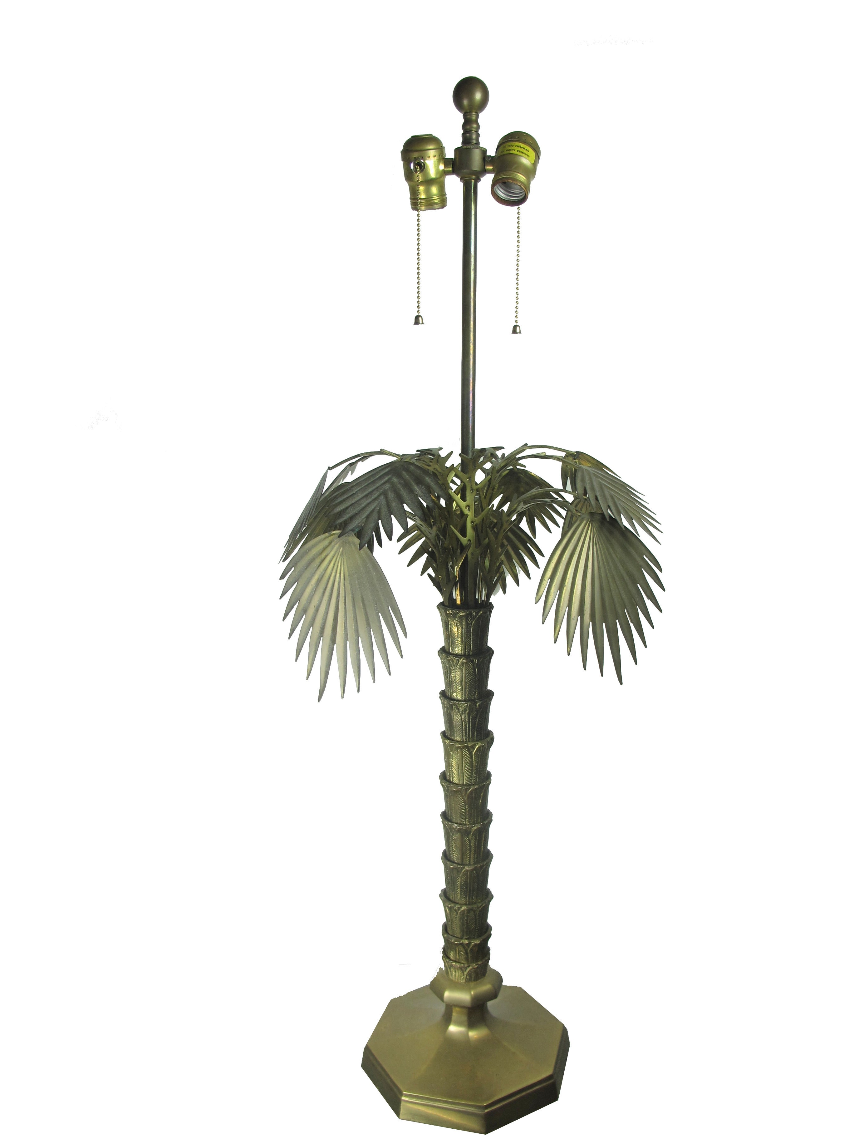 Bronze and Brass Palm Tree Table Lamp by Chapman