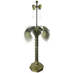 Bronze and Brass Palm Tree Table Lamp by Chapman