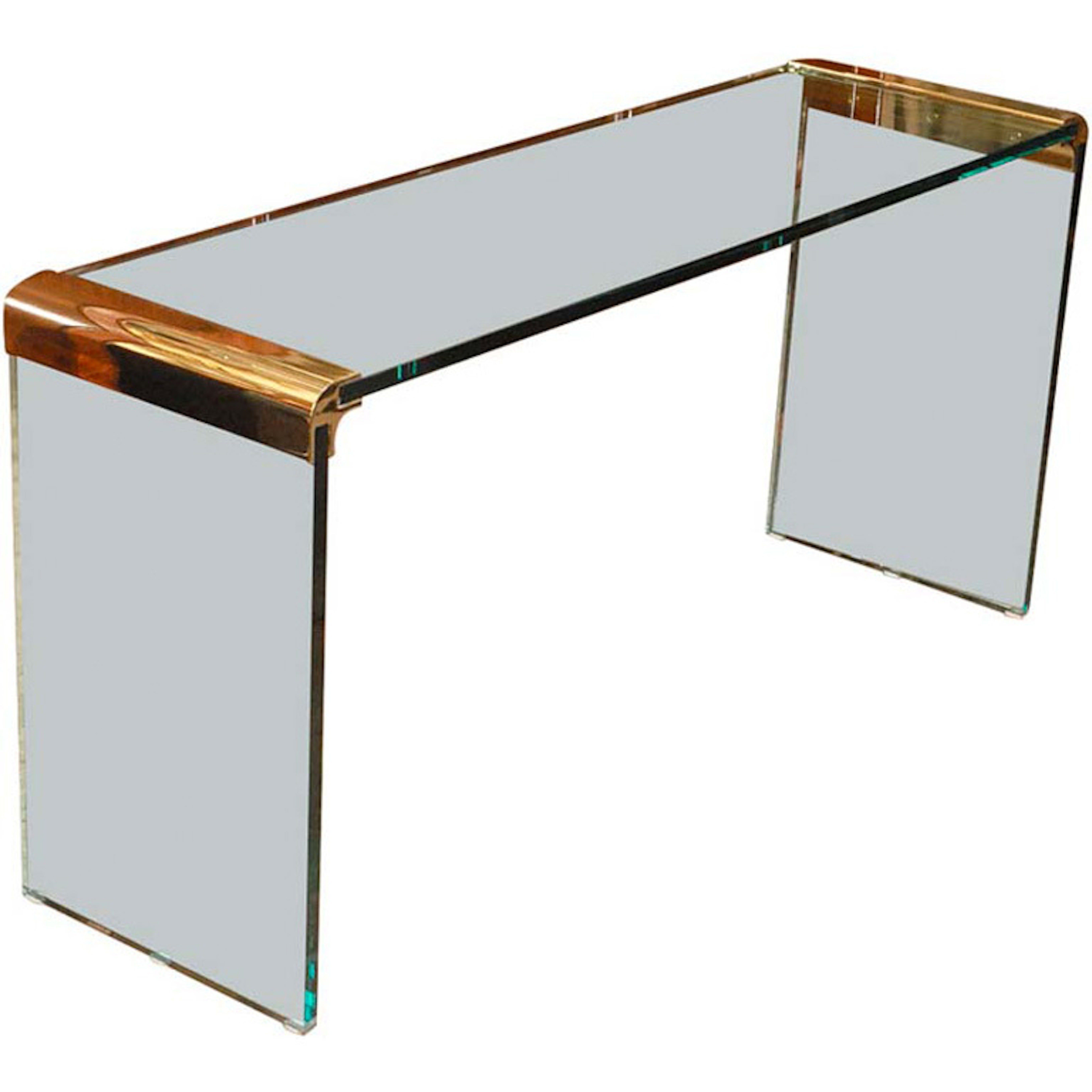 Glass and Bronze Plated Aluminum Waterfall Console by Pace