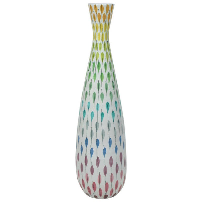 Tall Tapered Multicolored Ceramic Vase by Raymor at 1stdibs