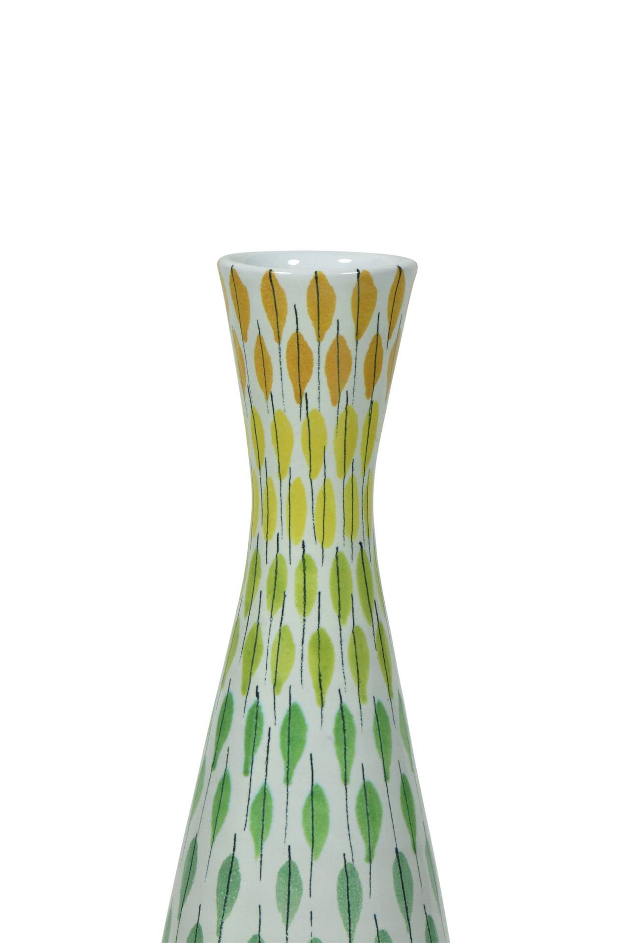 Italian Tall Tapered Multi-colored Ceramic Vase by Raymor