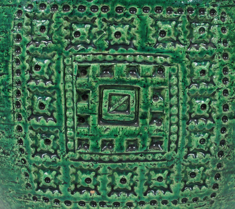 Mid-Century Modern Raymor Bitossi Ceramic Vase Emerald Green Signed Italy 1960's