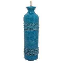 Tall Italian Blue Ceramic Table Lamp by Bitossi