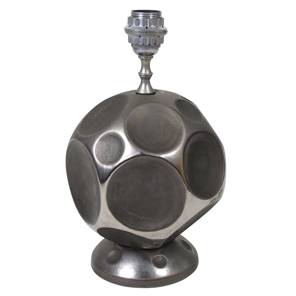 Zaccagnini Silver Glazed Ceramic Table Lamp Signed Italy 1960s For Sale