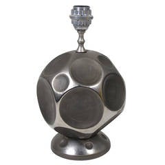 Zaccagnini Silver Glazed Ceramic Table Lamp Signed Italy 1960s 10