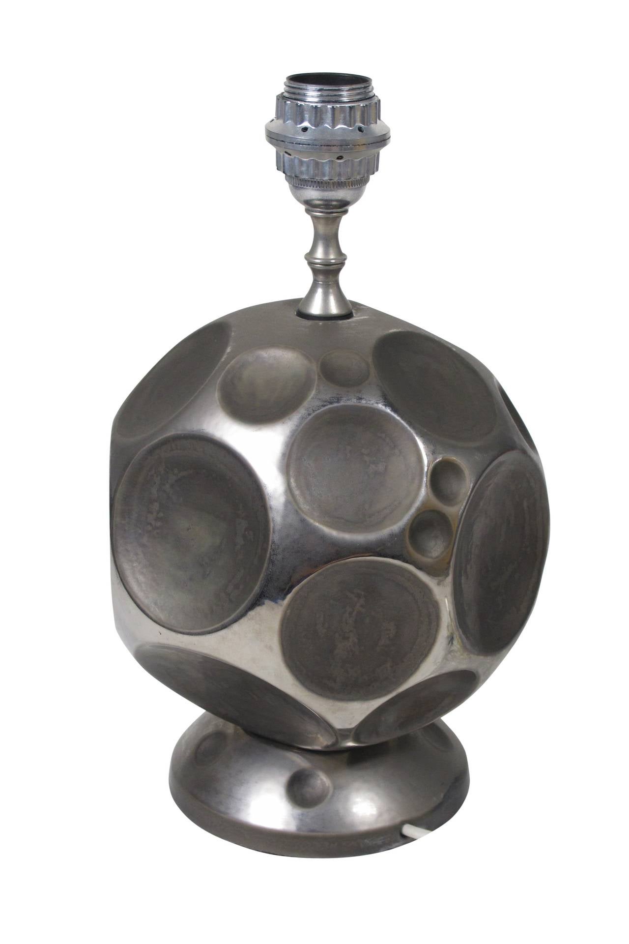 Zaccagnini Silver Glazed Ceramic Table Lamp Signed Italy 1960s For Sale