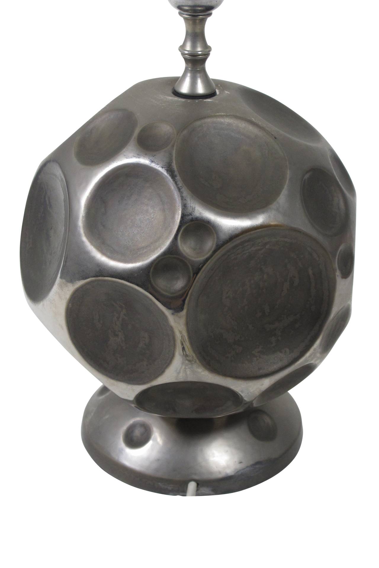 Zaccagnini Silver Glazed Ceramic Table Lamp Signed Italy 1960s For Sale