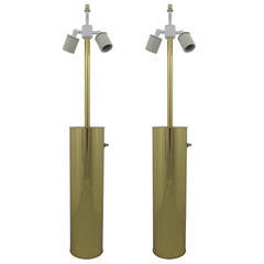 Pair of Polished Brass Table Lamps by Nessen Lighting