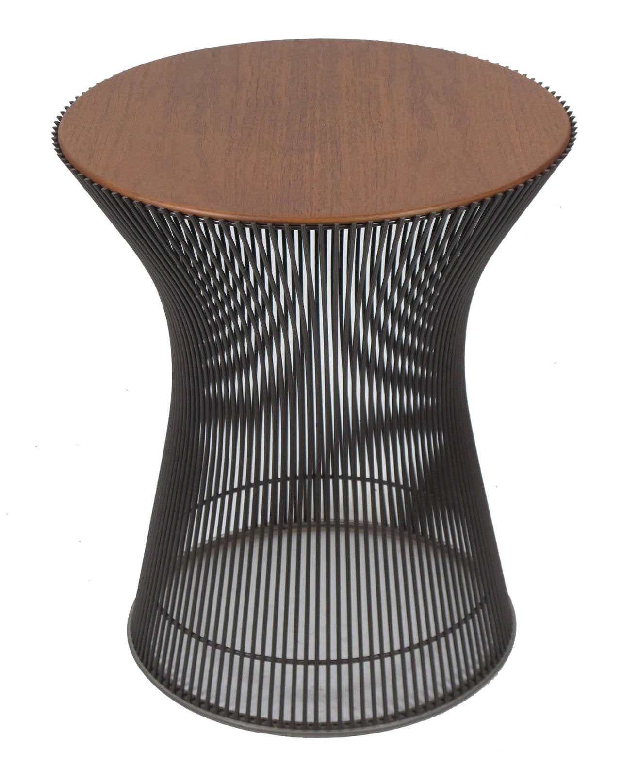 American Warren Platner for Knoll Side Table with Inset Wood Top in Bronze