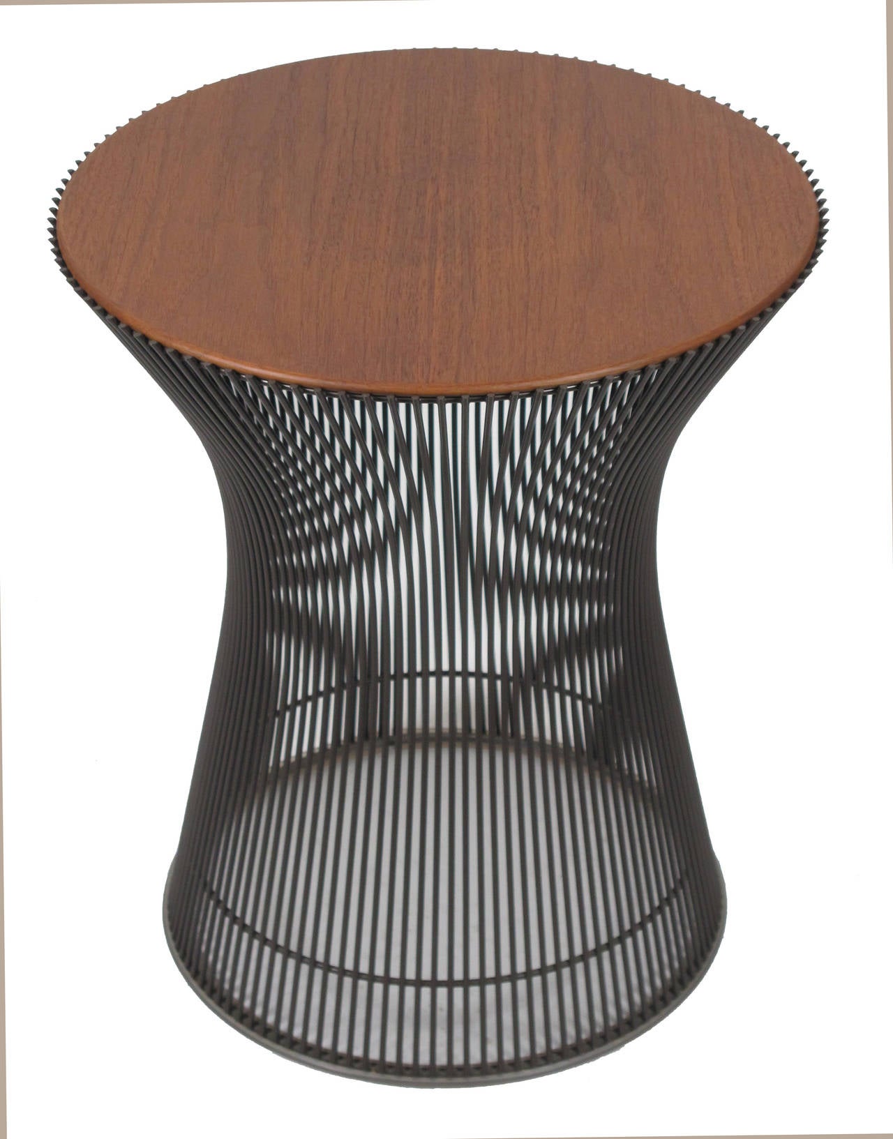 Warren Platner for Knoll Side Table with Inset Wood Top in Bronze In Excellent Condition In New York, NY